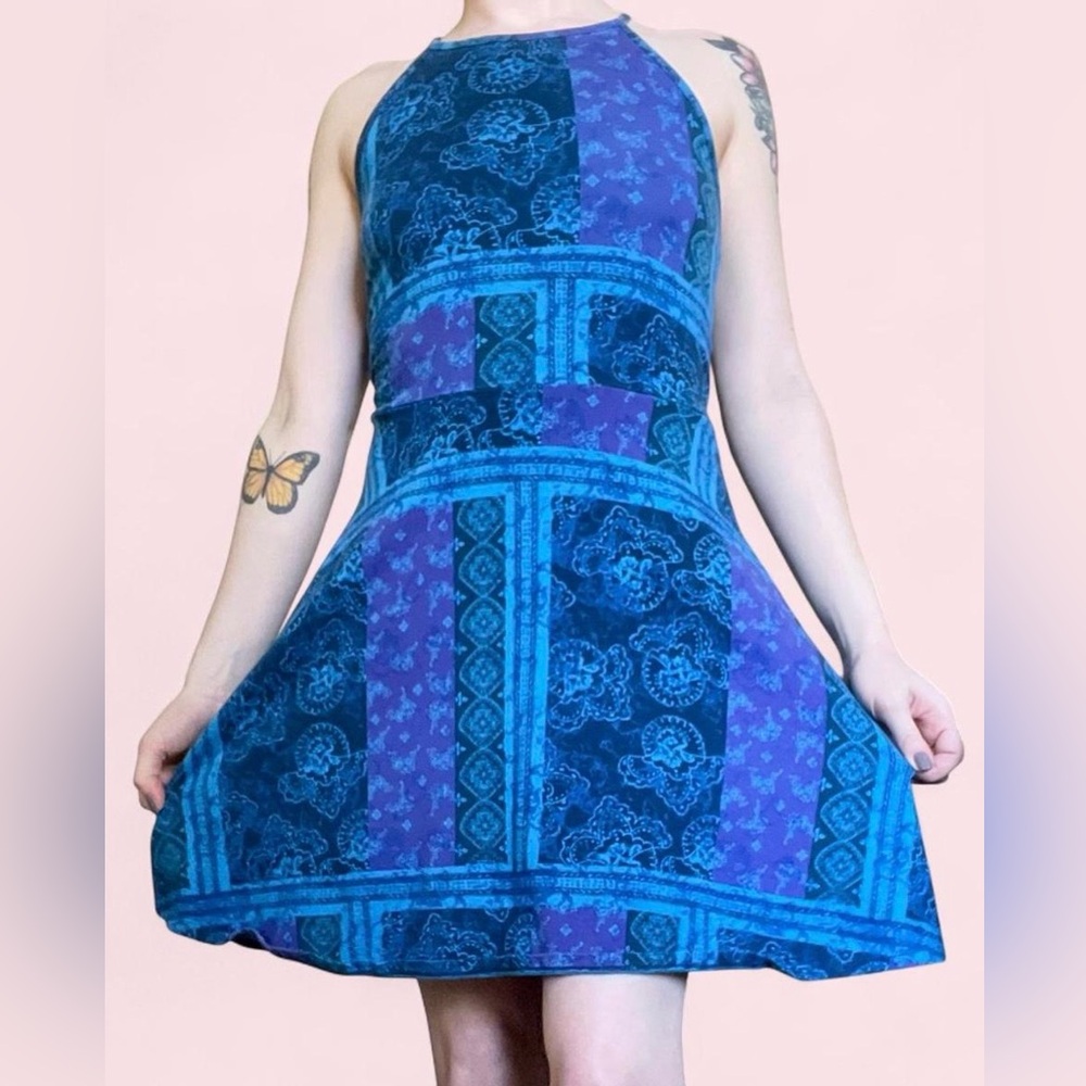 Mossimo Supply Co. Blue and Purple Halter Sundress